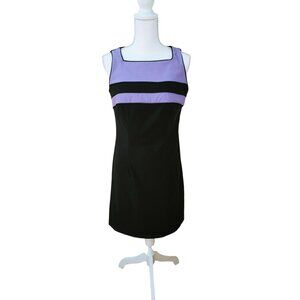 Black Sleeveless Shift Dress With Lilac Stripe Detail CDC Wear Size 6